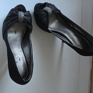 Lulu Townsend Black Peep-Toe Heels with Sparkling Accent